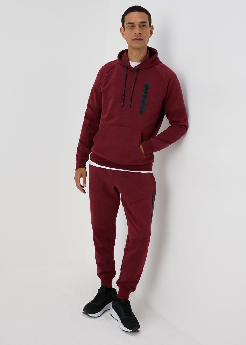 Souluxe Marl Burgundy Panel Joggers