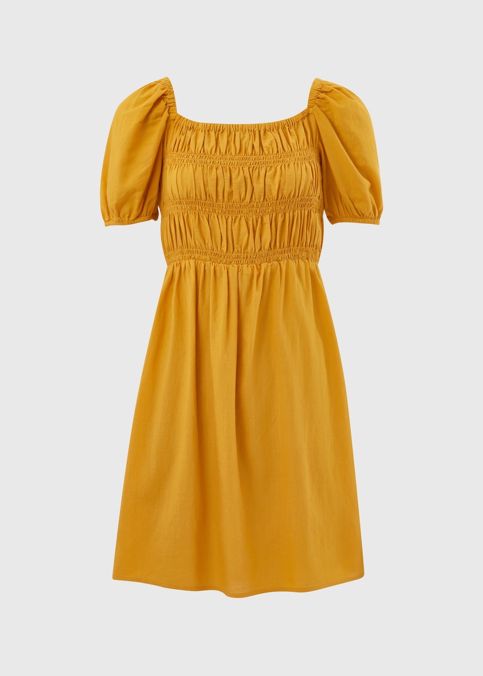 Yellow Puff Sleeve Mini Dress