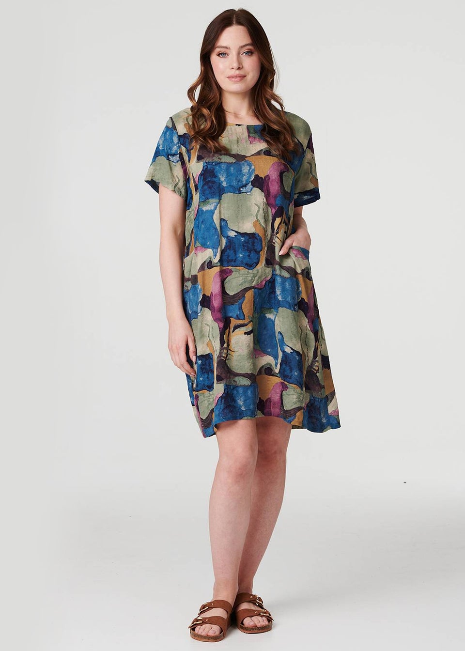 Izabel London Blue Printed Relaxed Short Dress