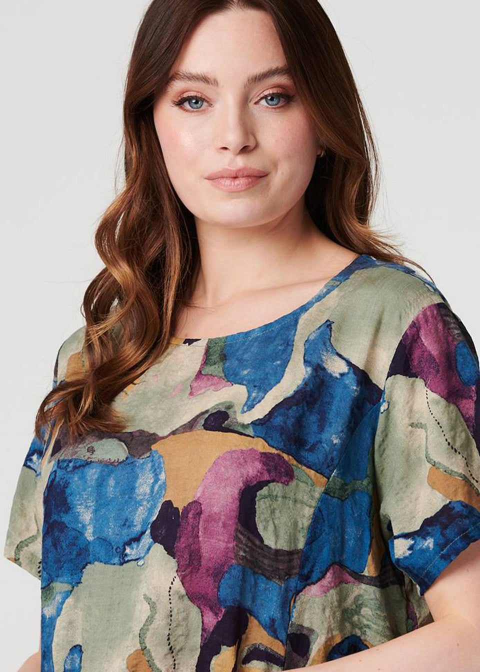 Izabel London Blue Printed Relaxed Short Dress