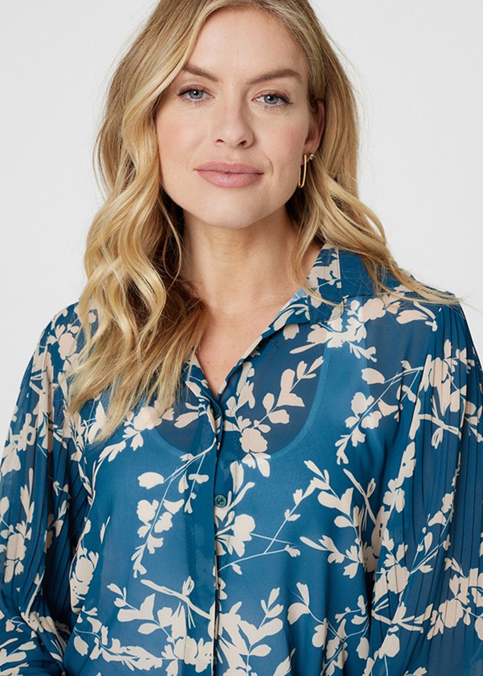 Izabel London Leaf Print Semi Sheer Blouse