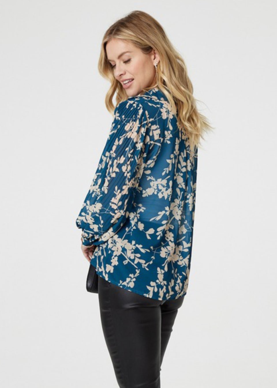 Izabel London Leaf Print Semi Sheer Blouse