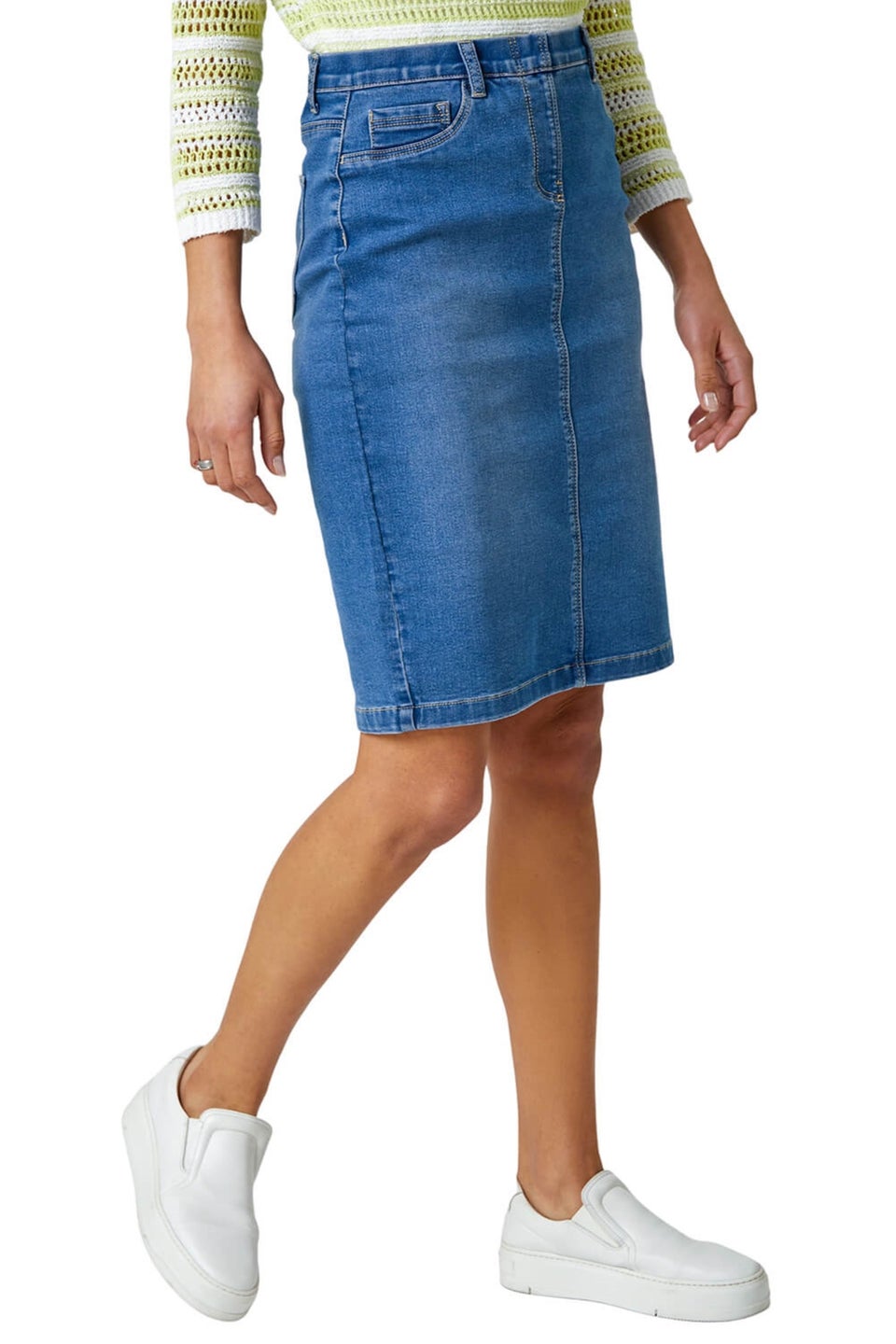 Roman Denim Cotton Denim Stretch Skirt