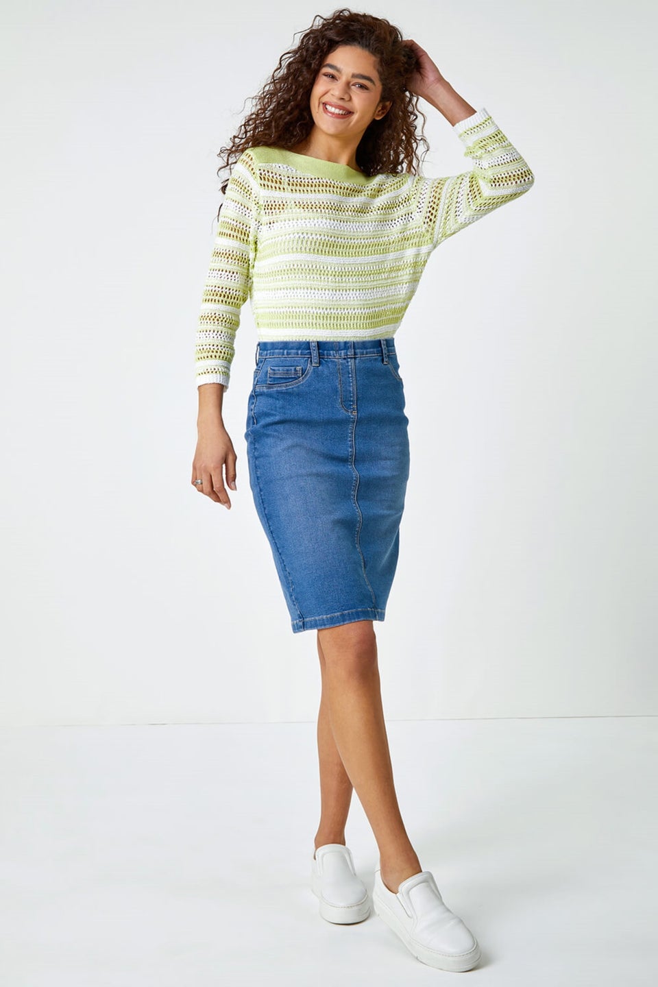 Roman Denim Cotton Denim Stretch Skirt