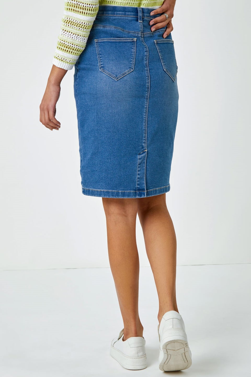 Roman Denim Cotton Denim Stretch Skirt