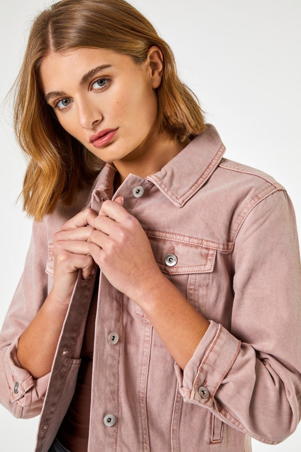 Pink denim deals jacket matalan