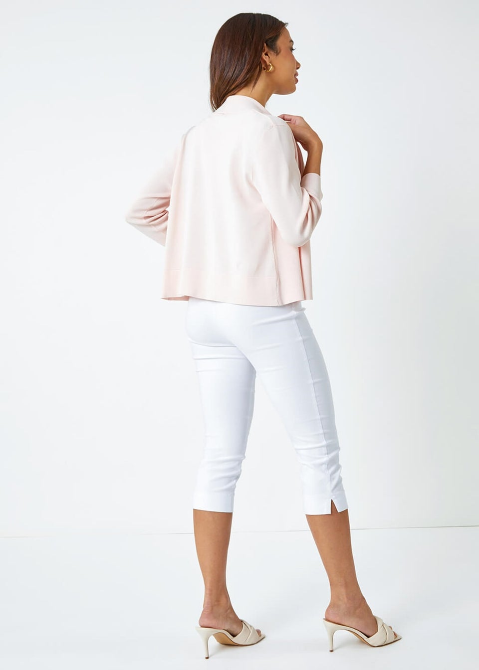 Roman Pale Pink Cropped Knitted Shrug