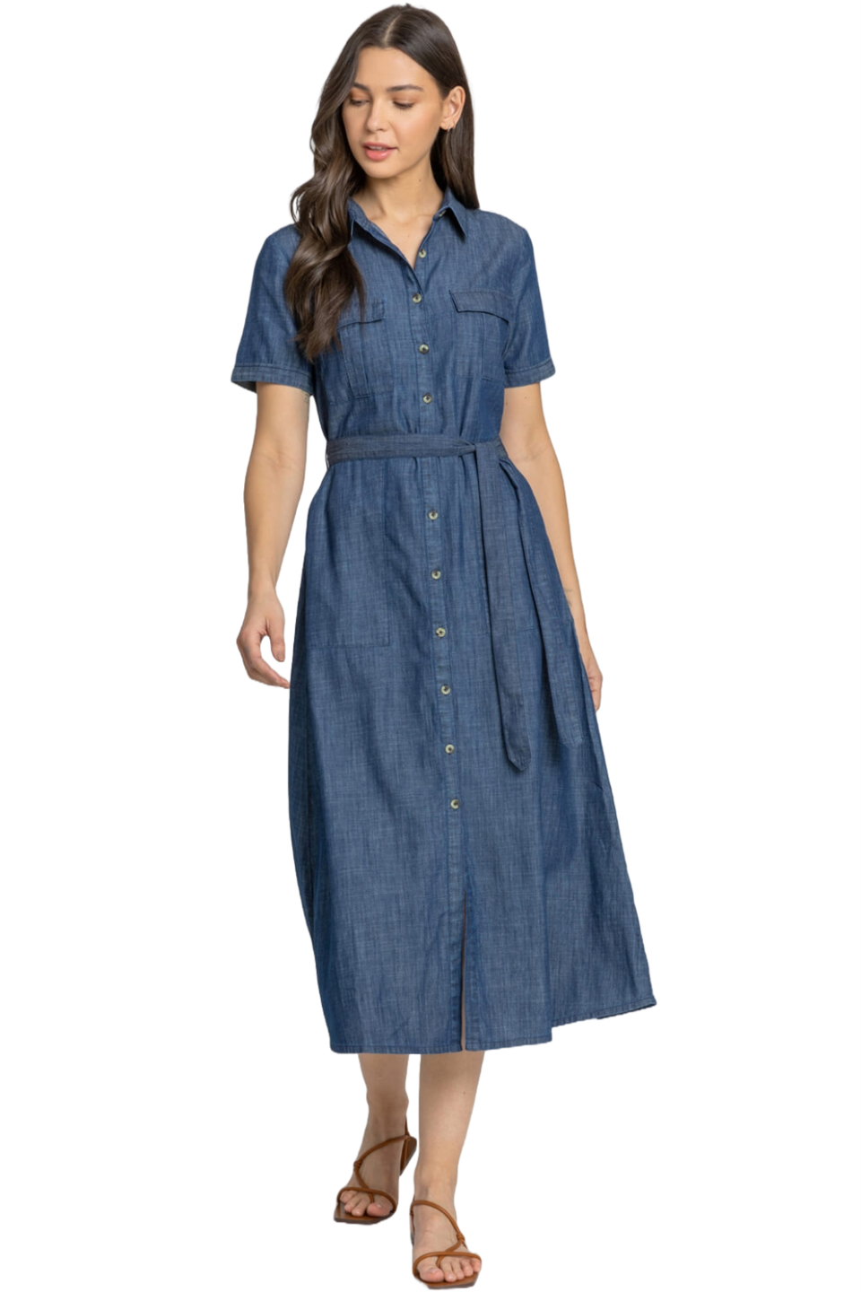 Roman Blue Denim Pocket Detail Shirt Dress
