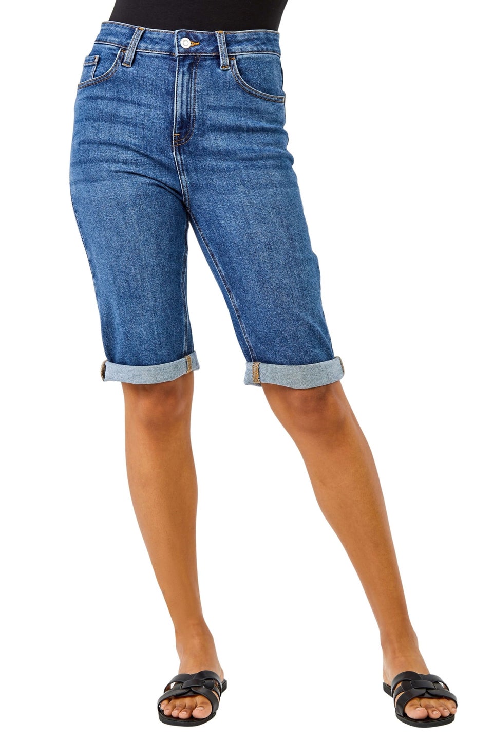 Roman Denim Essential Stretch Knee Length Shorts Matalan