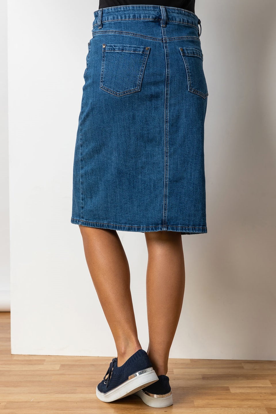 Roman Denim Cotton Denim Stretch A line Skirt