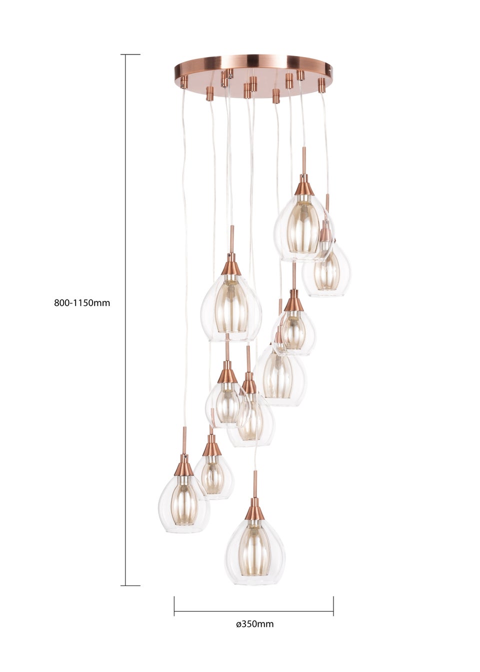 BHS Carmella 10 Light Cluster Copper (Adjustable 80-115cm x 35cm)
