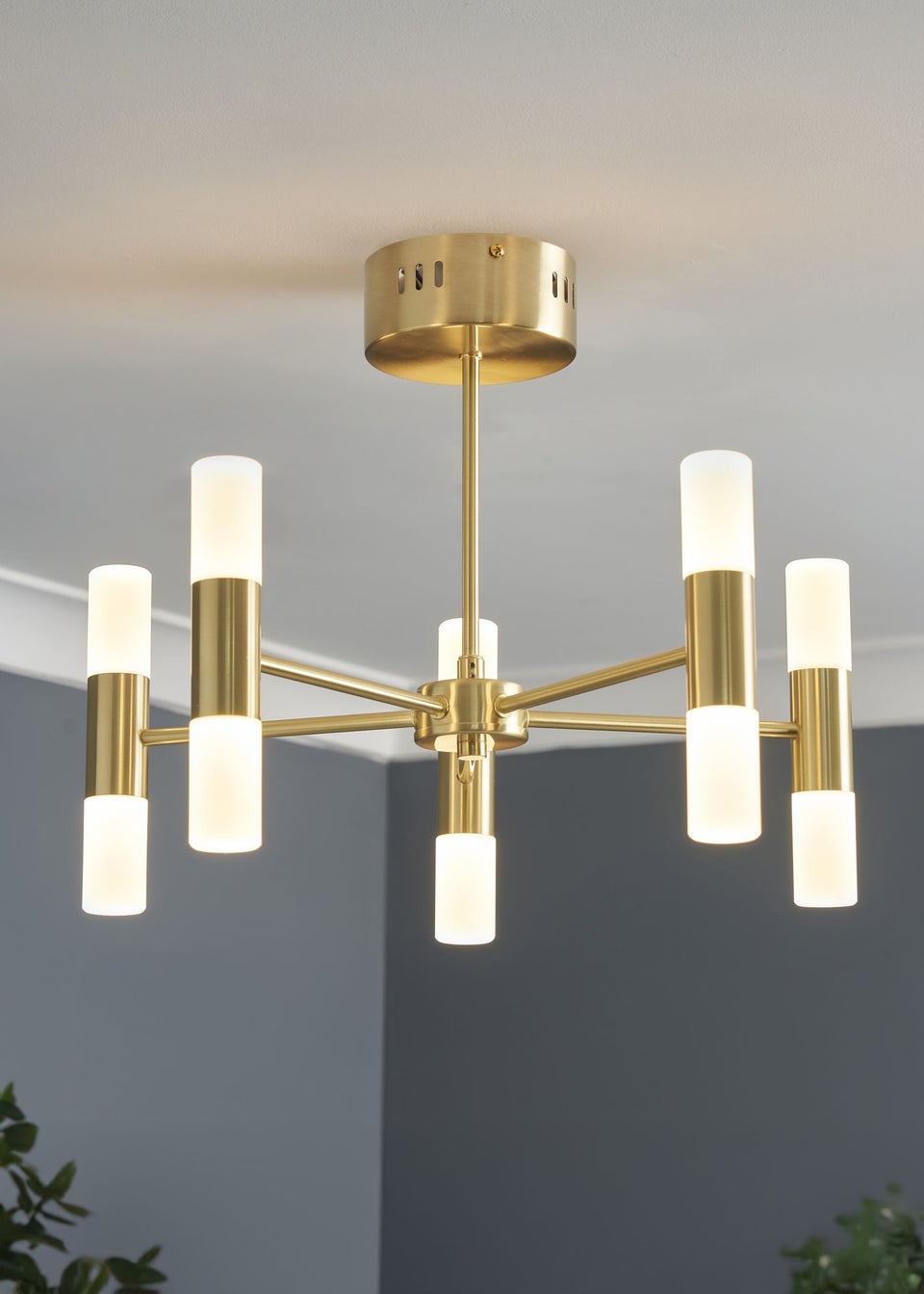 BHS Lois 10 Light Semi Flush LED Satin Brass (35cm x 43cm)