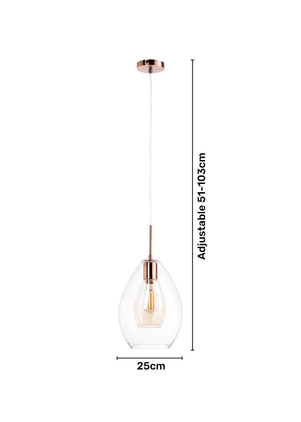 BHS Carmella Pendant Copper (Adjustable 51-103cm x 25cm)