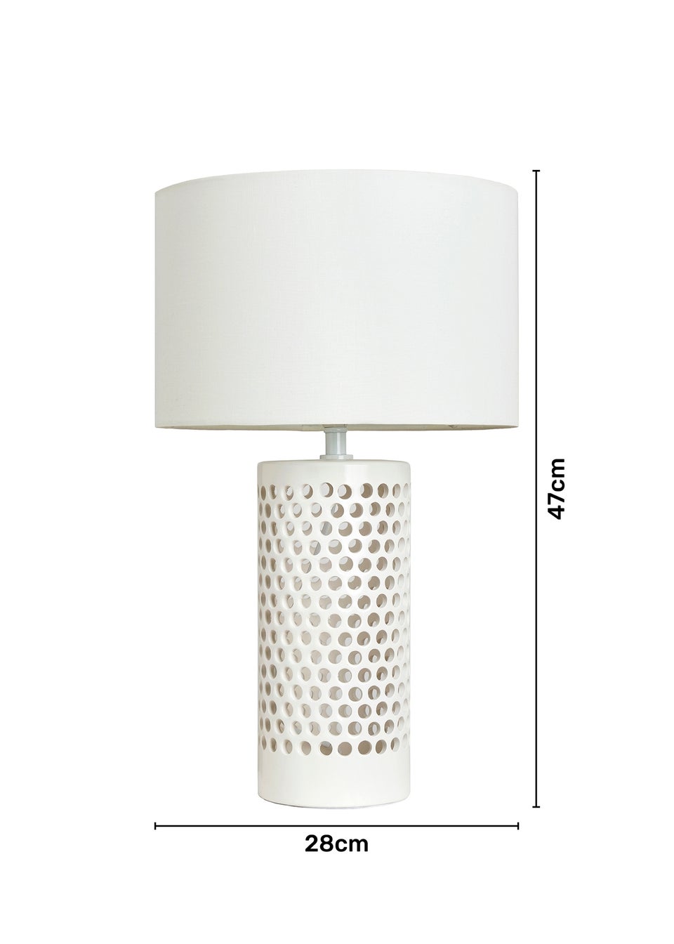 BHS Pierced Ceramic Table Lamp White (47cm x 28cm)