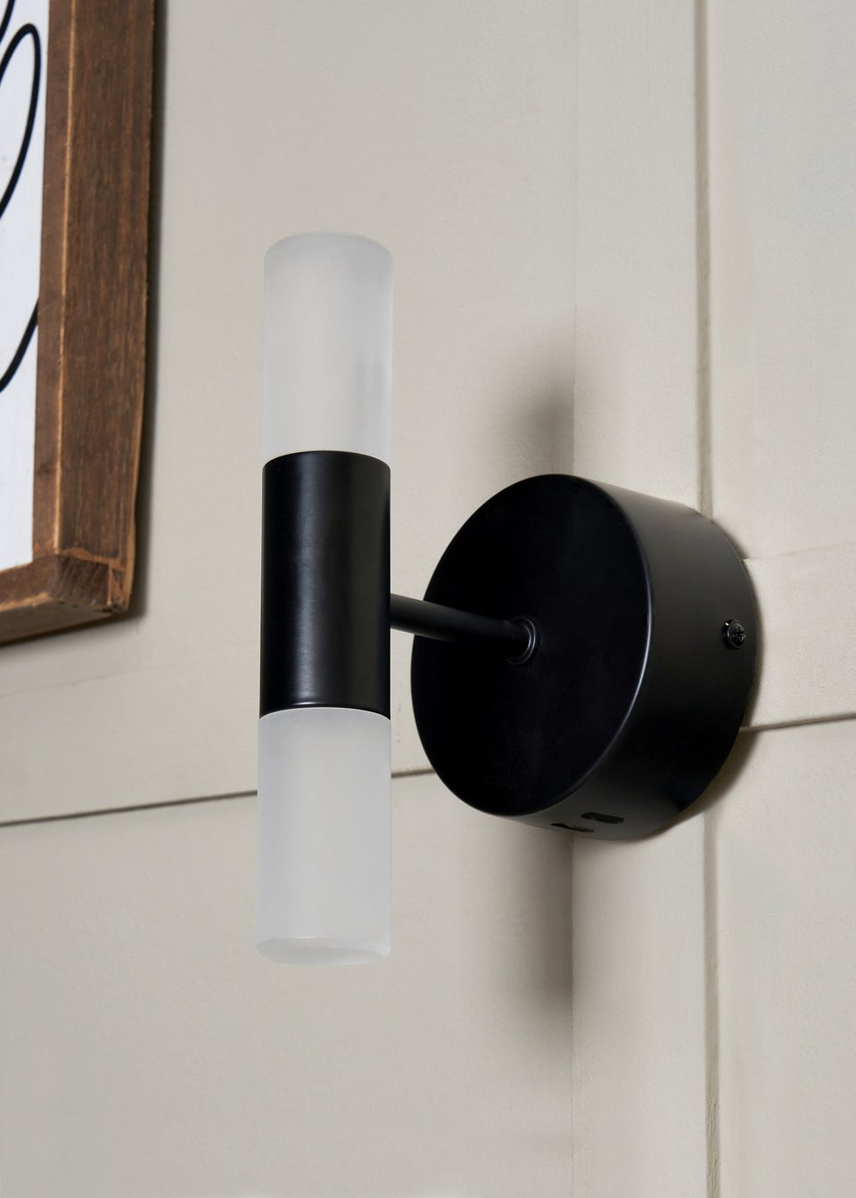 BHS Lois Twin Frosted Wall Light LED Black (20cm x 10cm)