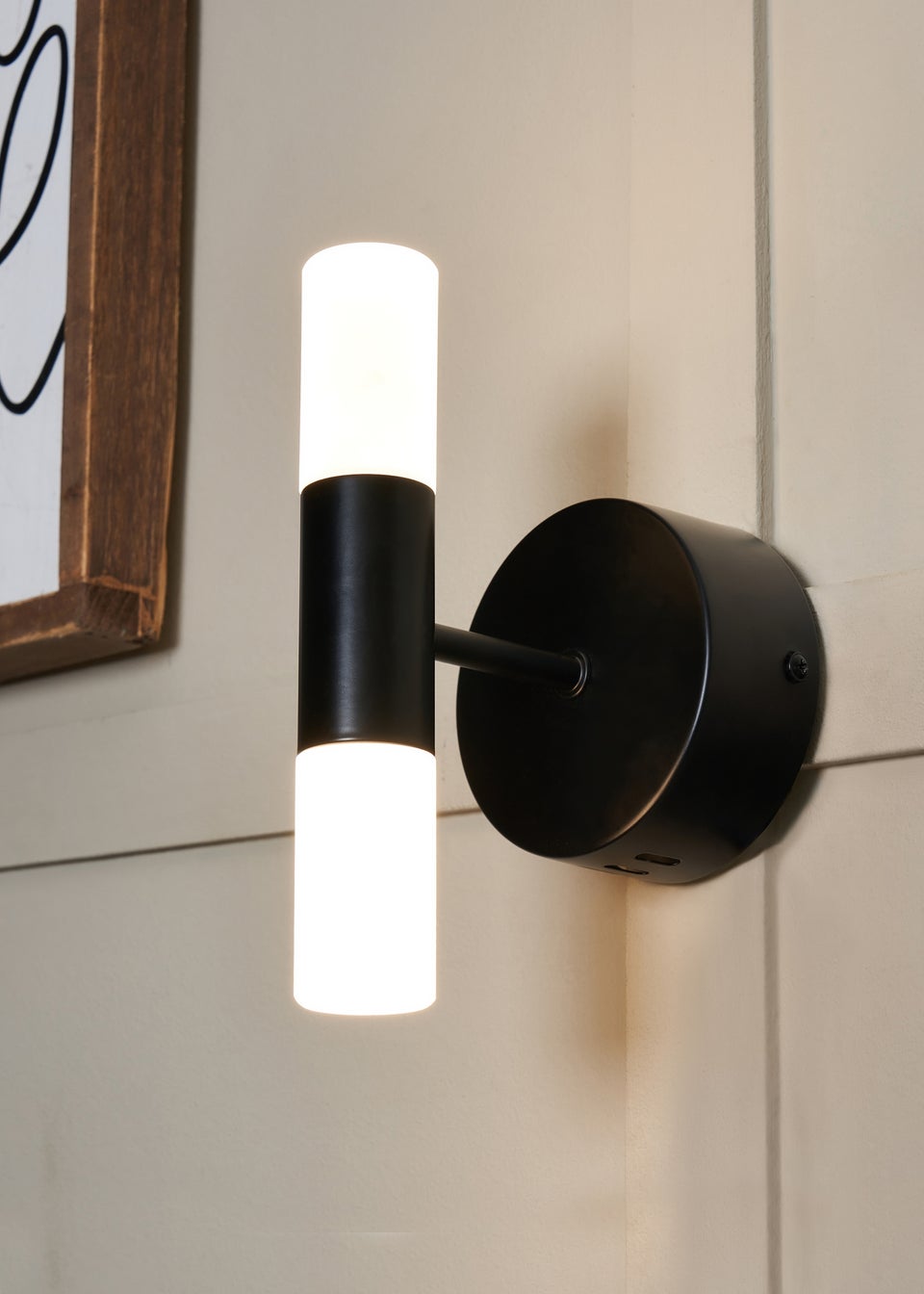 BHS Lois Twin Frosted Wall Light LED Black (20cm x 10cm)