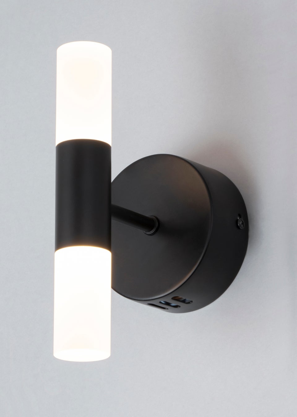 BHS Lois Twin Frosted Wall Light LED Black (20cm x 10cm)