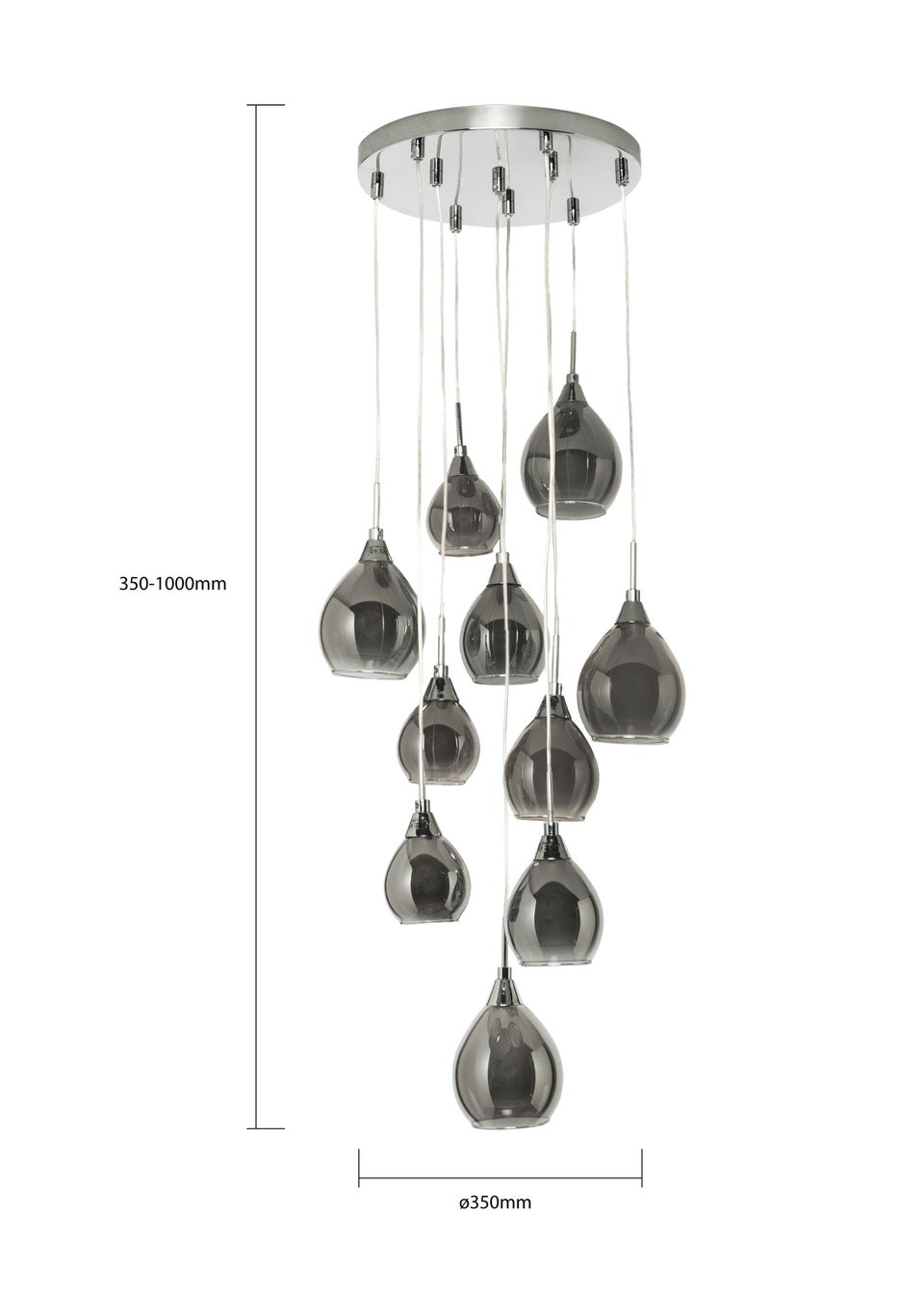 BHS Carmella 10 Light Cluster Chrome (Adjustable 80-115cm x 35cm)