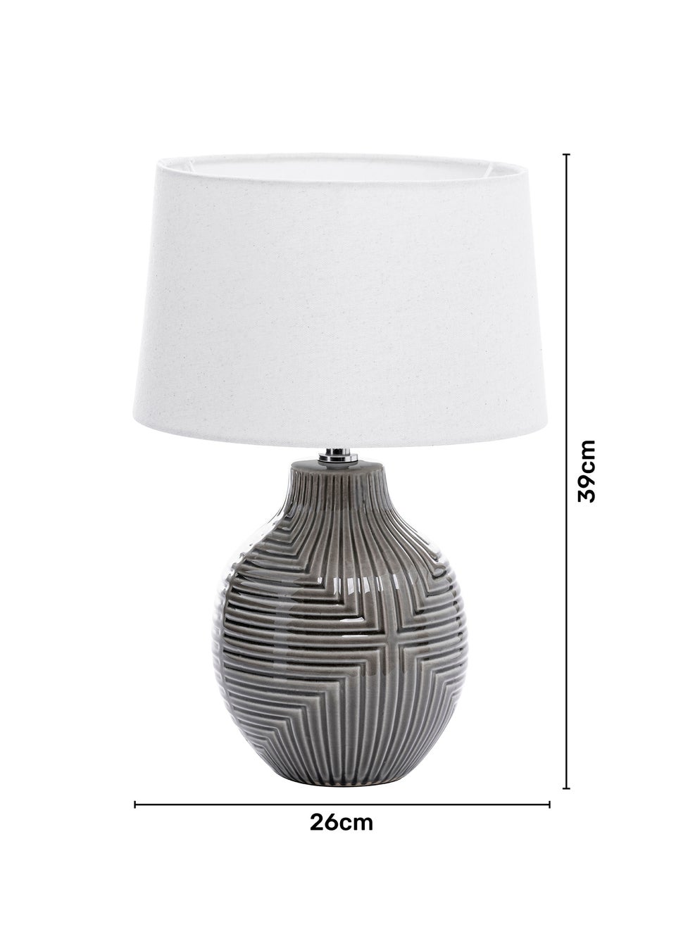 INLIGHT Embossed Table Lamp Grey (39cm x 26cm)
