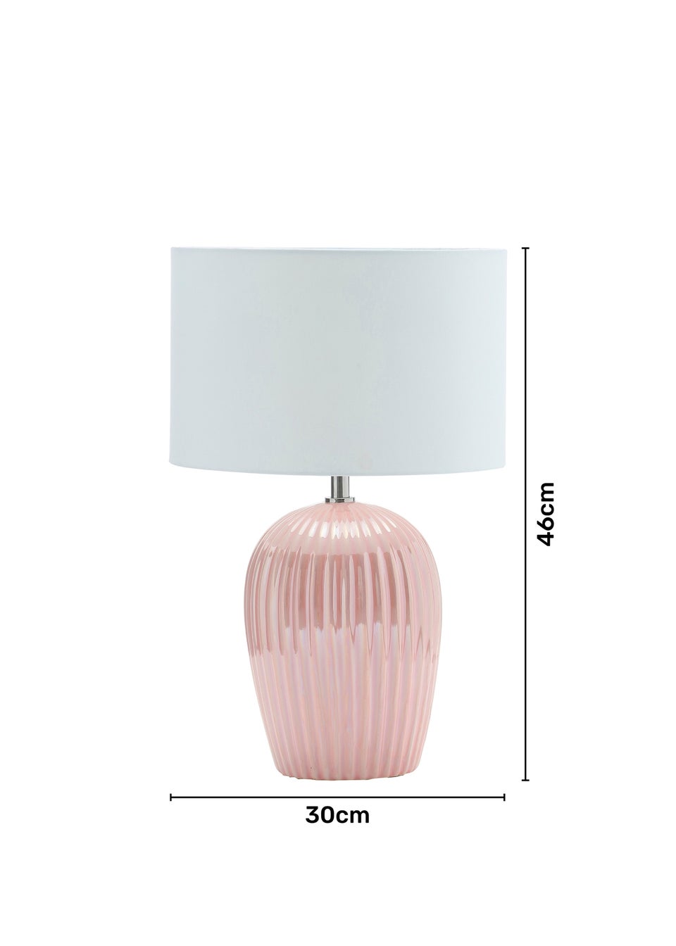 BHS Glossy Ribbed Table Lamp Pink (46cm x 30cm)