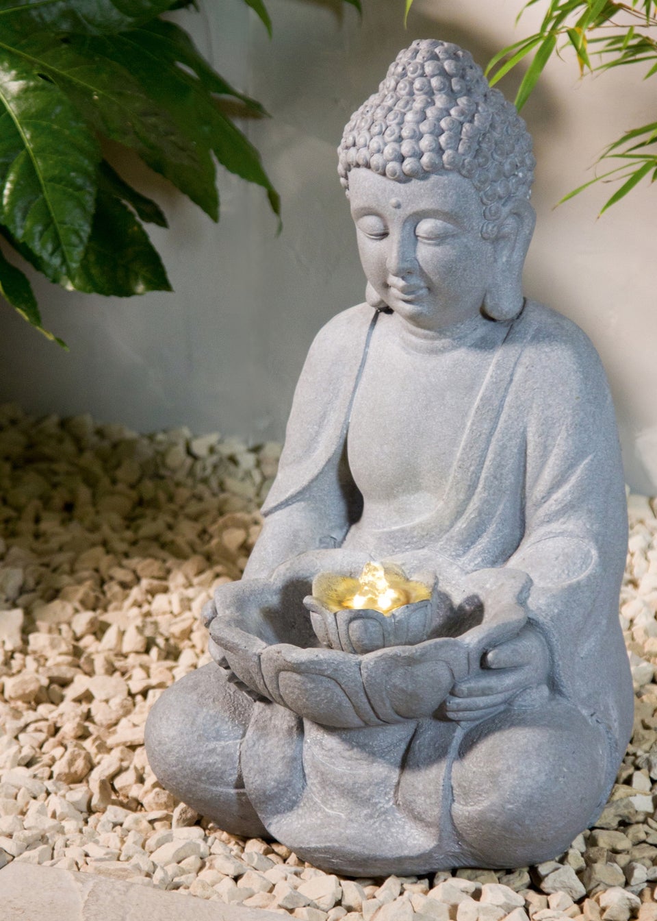 Premier Decorations Slate Buddha Water Feature with Warm White LEDs