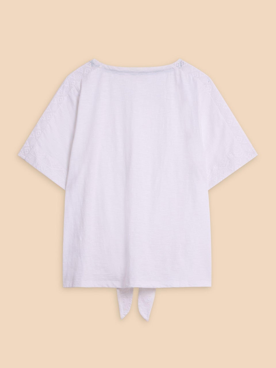 Besticktes Top mit Bindesaum