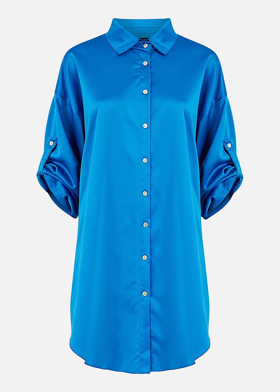 Mela Colbalt Blue Satin Relaxed Shirt Dress