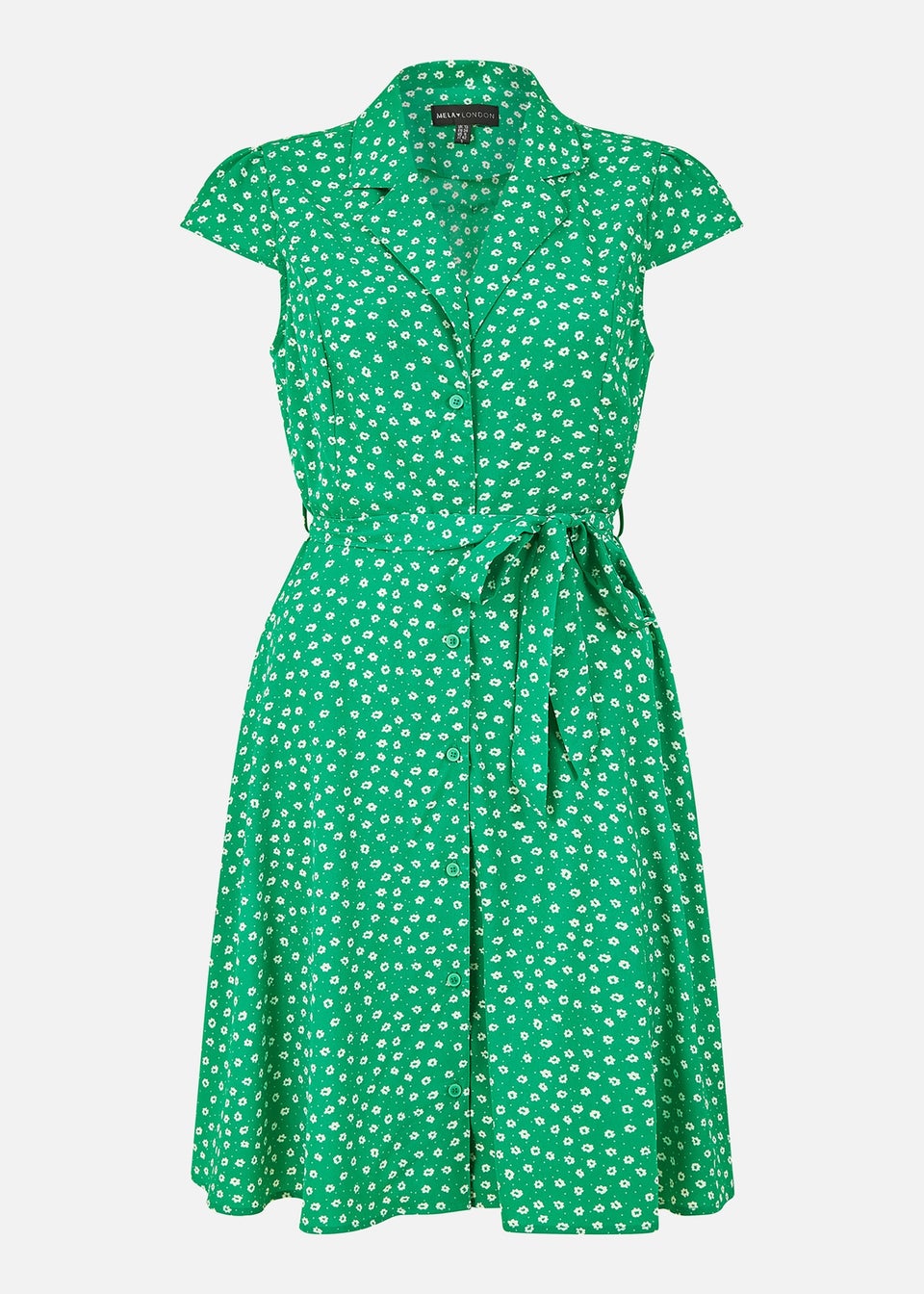 Mela Green Daisy Print Retro Shirt Dress