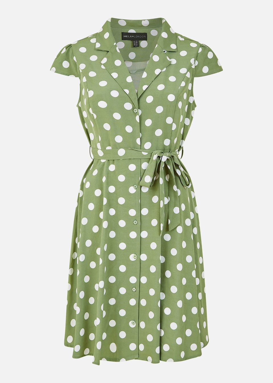 Mela Green Polka Dot Retro Shirt Dress Matalan