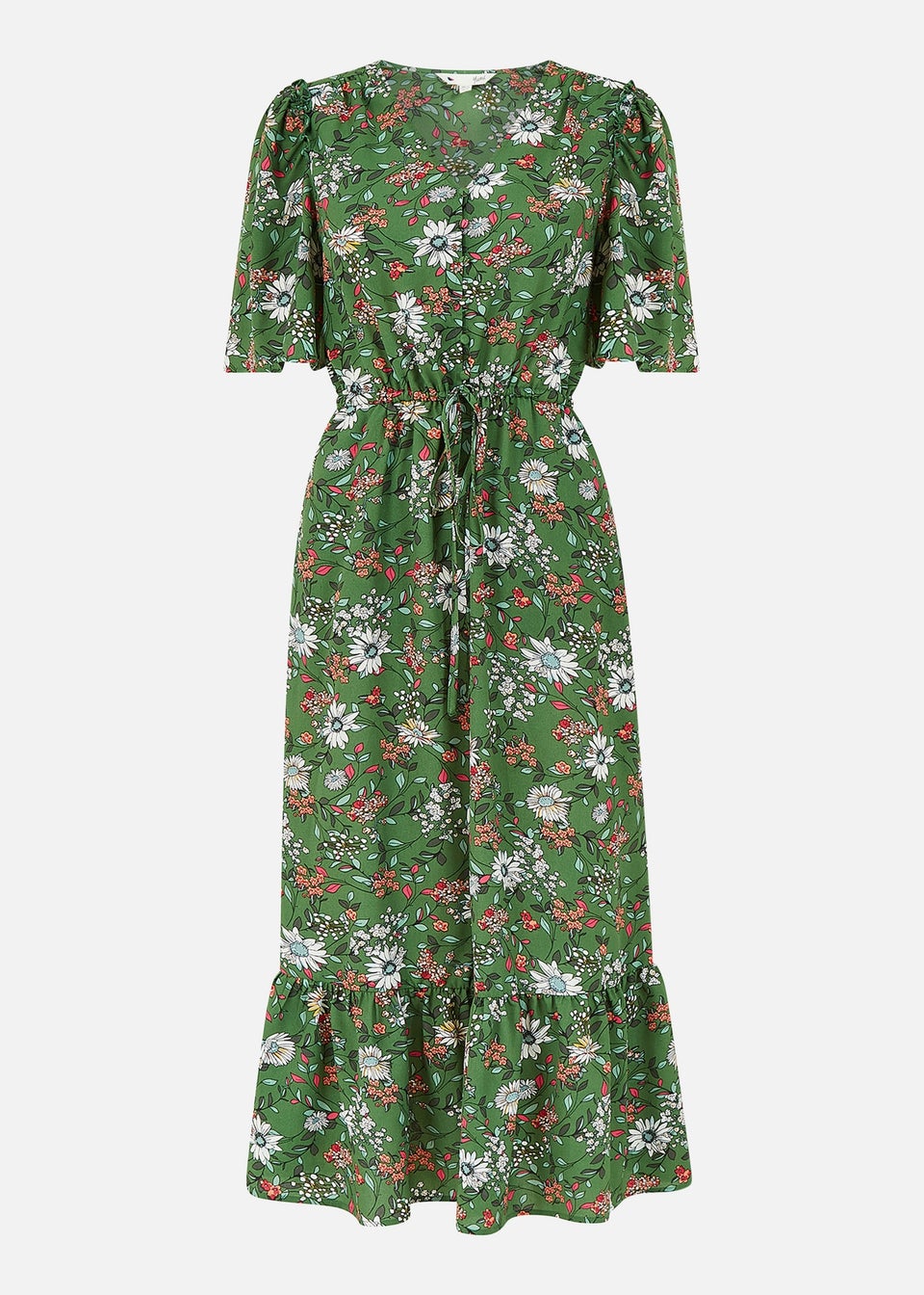 Yumi Green Daisy Print Midi Dress