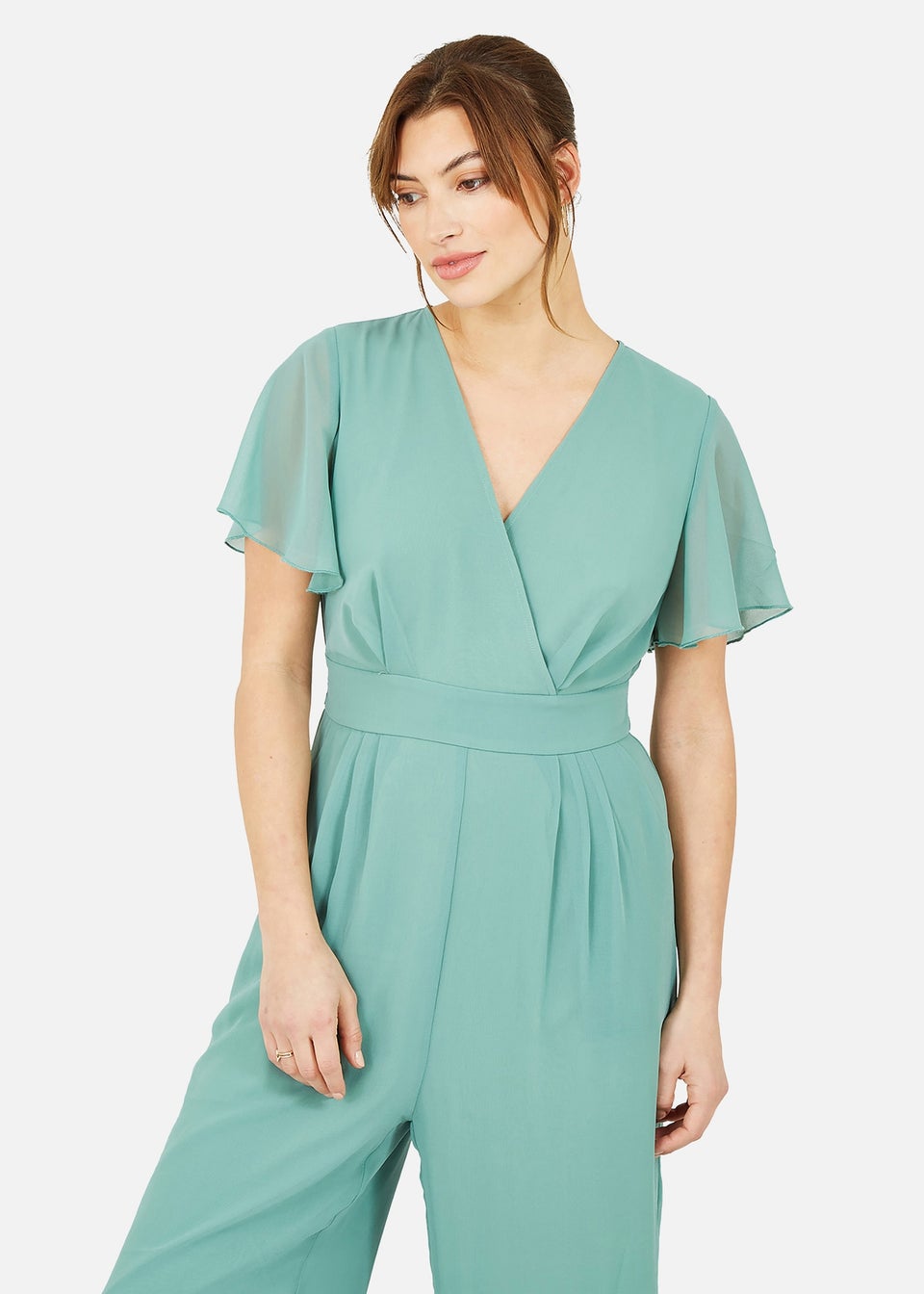 Yumi Sage Green Jumpsuit With Angel Sleeves