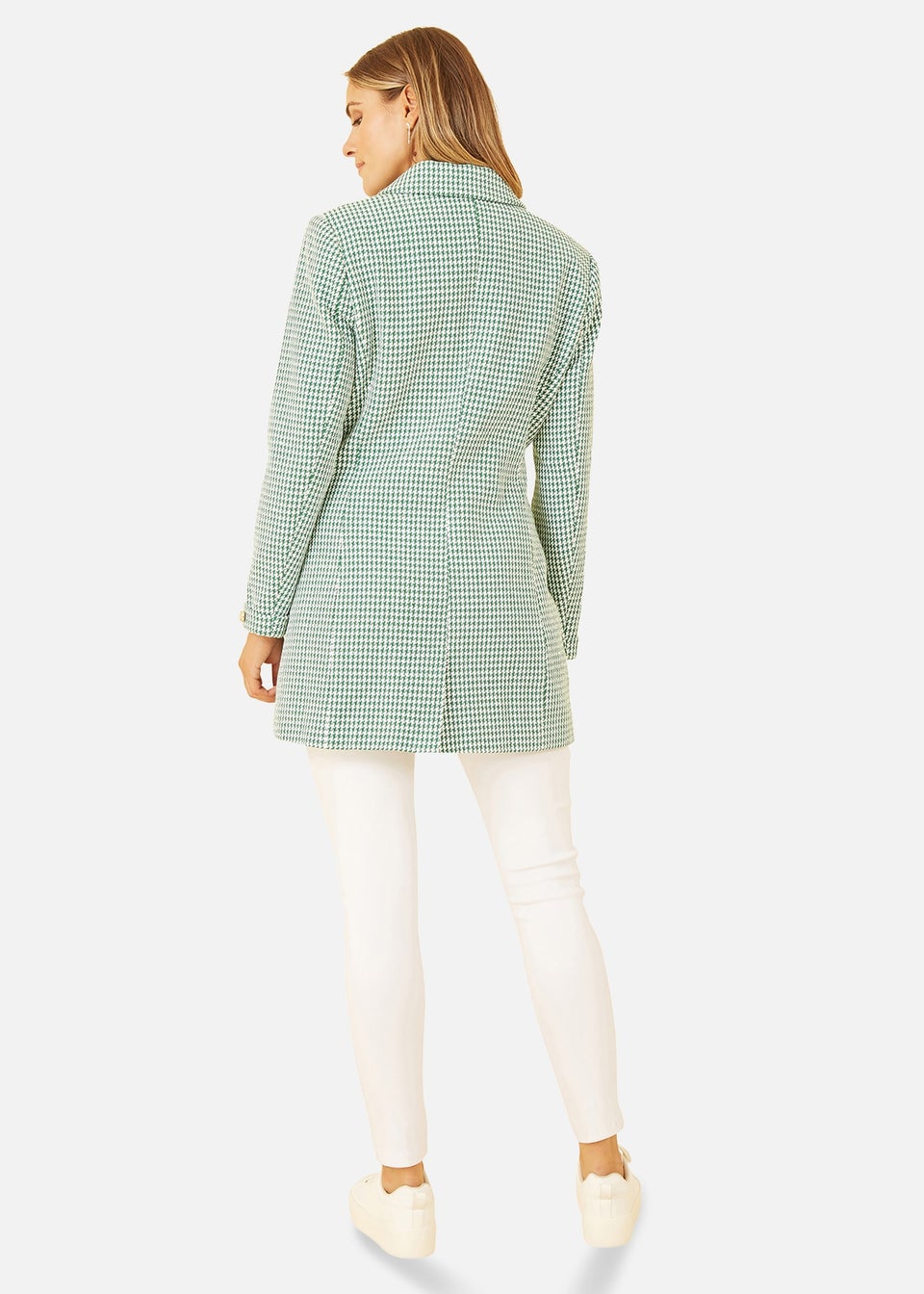 Yumi Green Check Long Line Blazer
