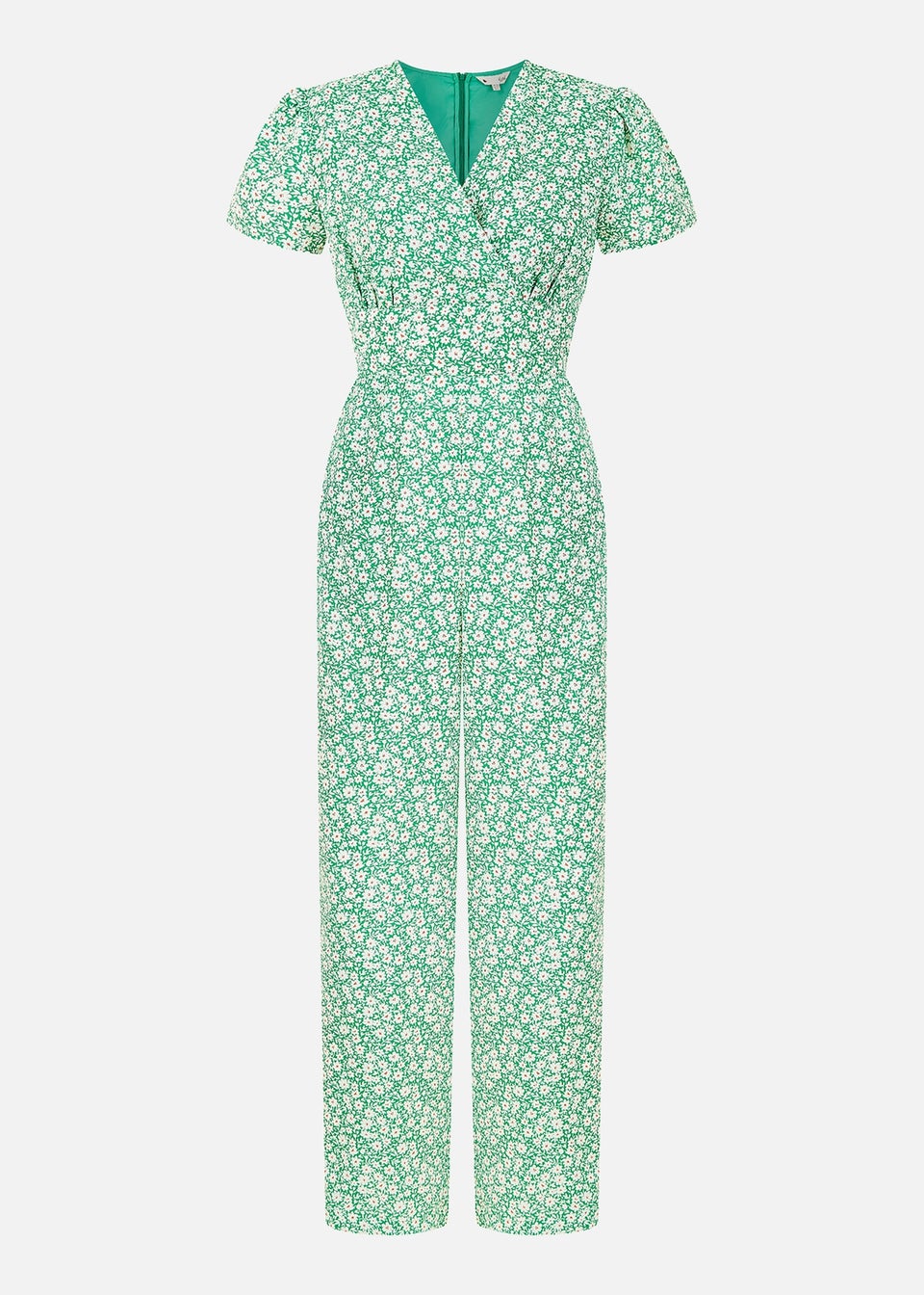 Yumi Green Ditsy Floral Wrap Jumpsuit