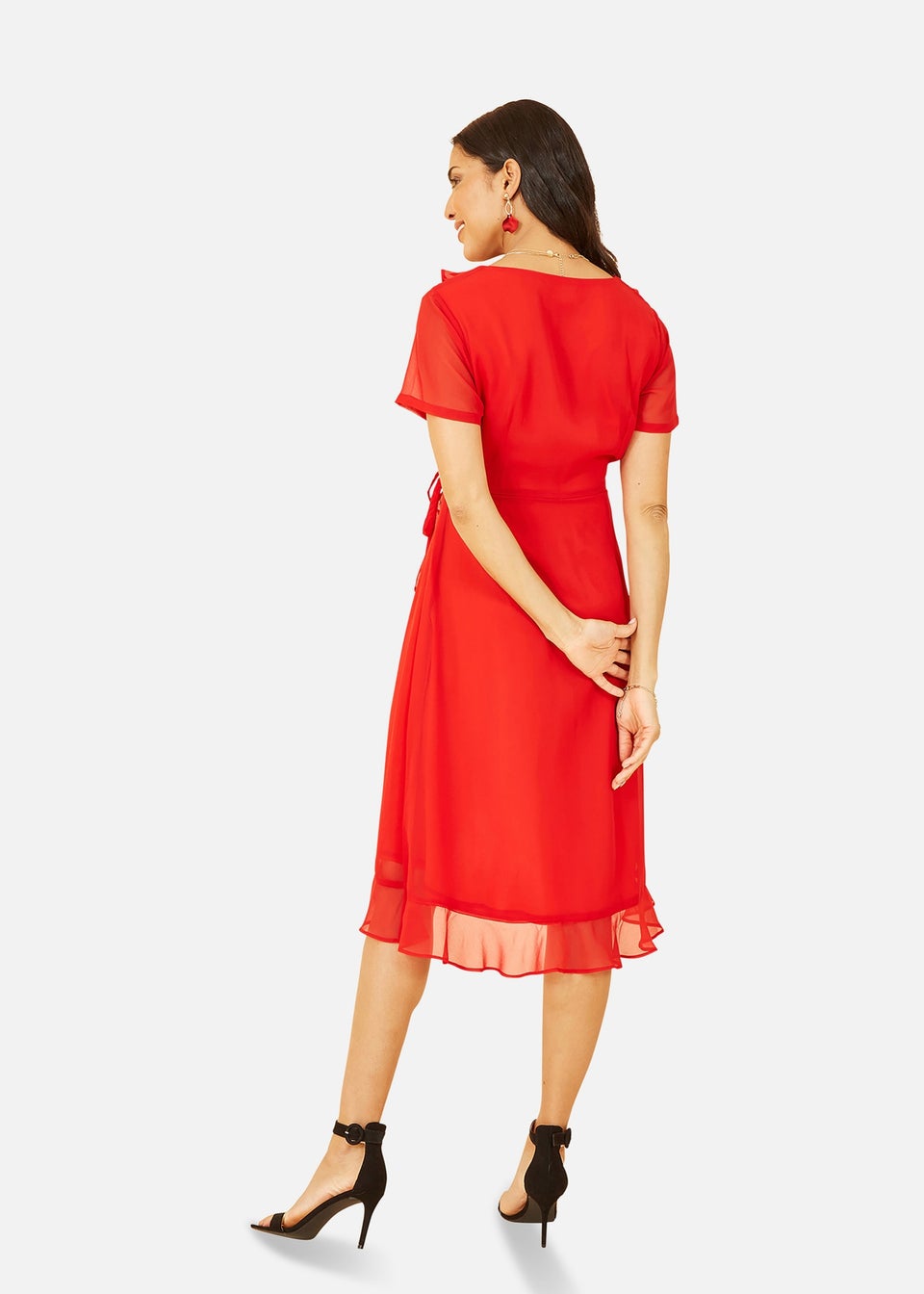 Yumi Red Frill Wrap Dress