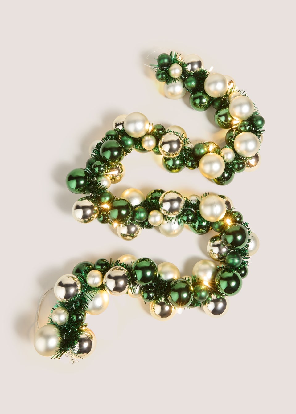 Green Pre Lit Bauble Garland