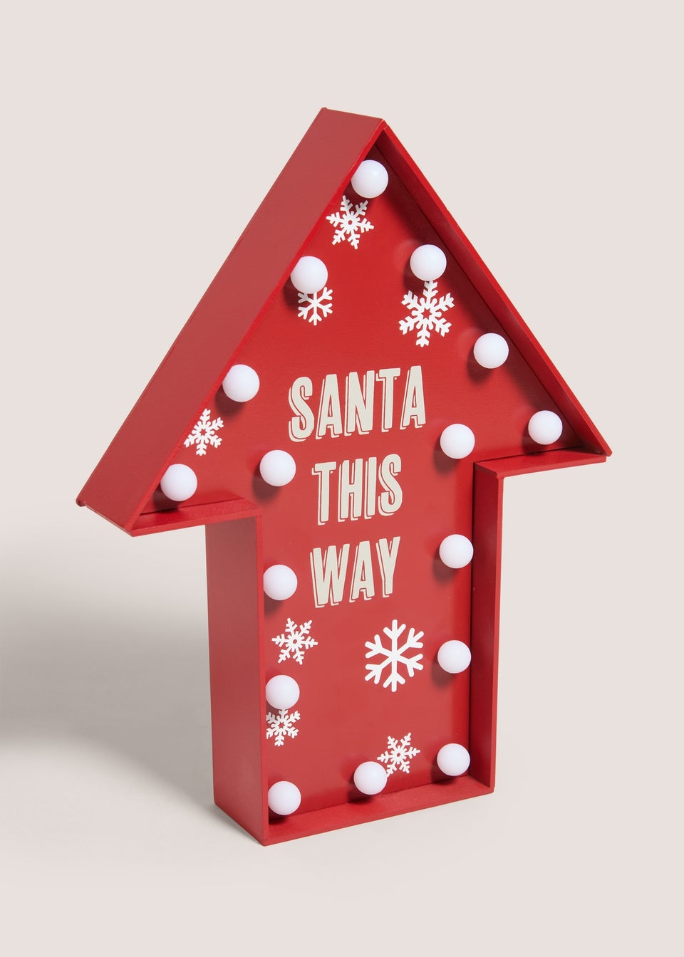 Joyful Red LED Santa This Way Arrow Sign