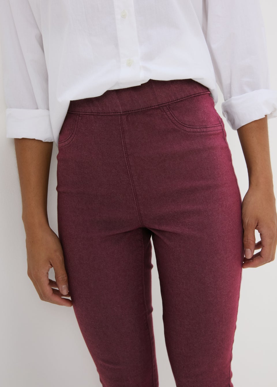 Burgundy jeggings uk top