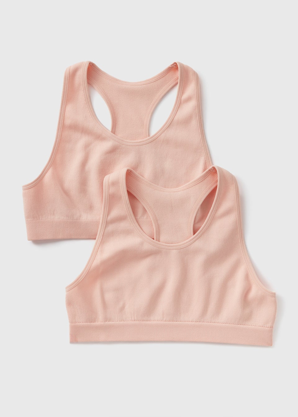 Girls Pink Seamless Ribbed Crop Tops (7-13yrs)