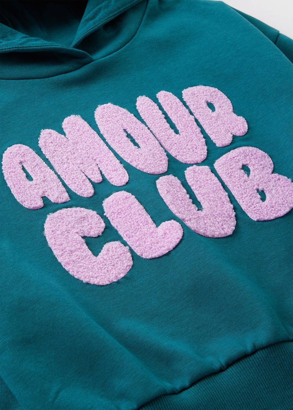 Girls Teal Amour Club Slogan Hoody (7-15yrs)