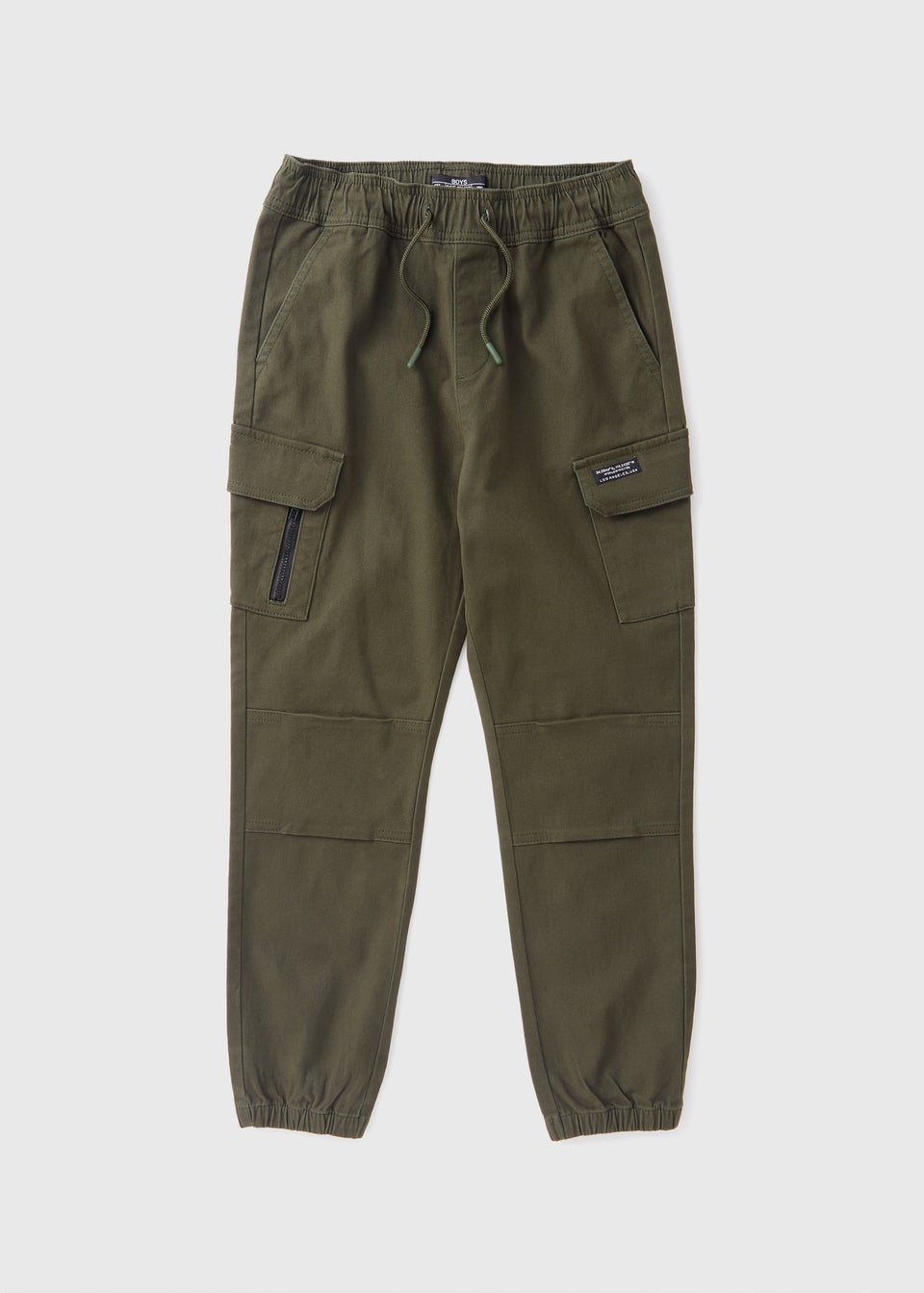 Boys Green Twill Cargo Trousers (7-15yrs)