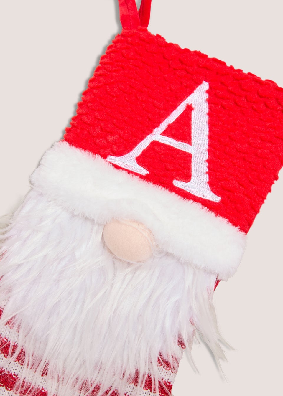 Red Alphabet Gnome Stockings