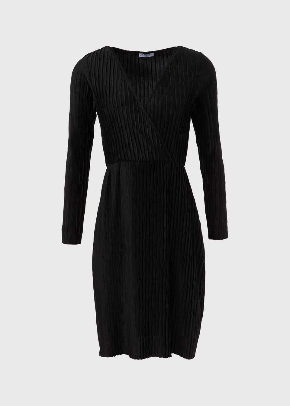Black Plisse Wrap Dress Matalan