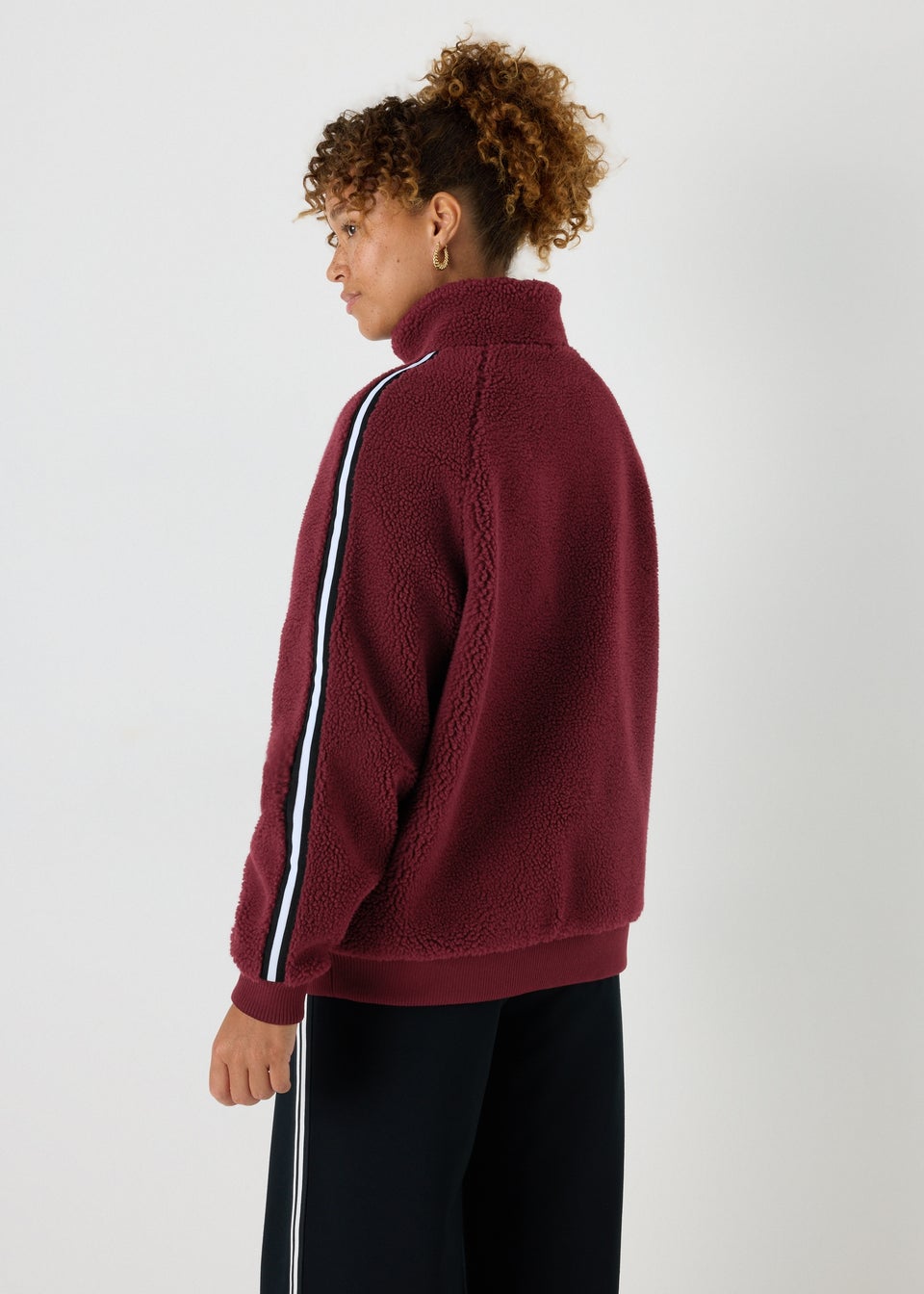 Burgundy Borg Half Zip Jumper