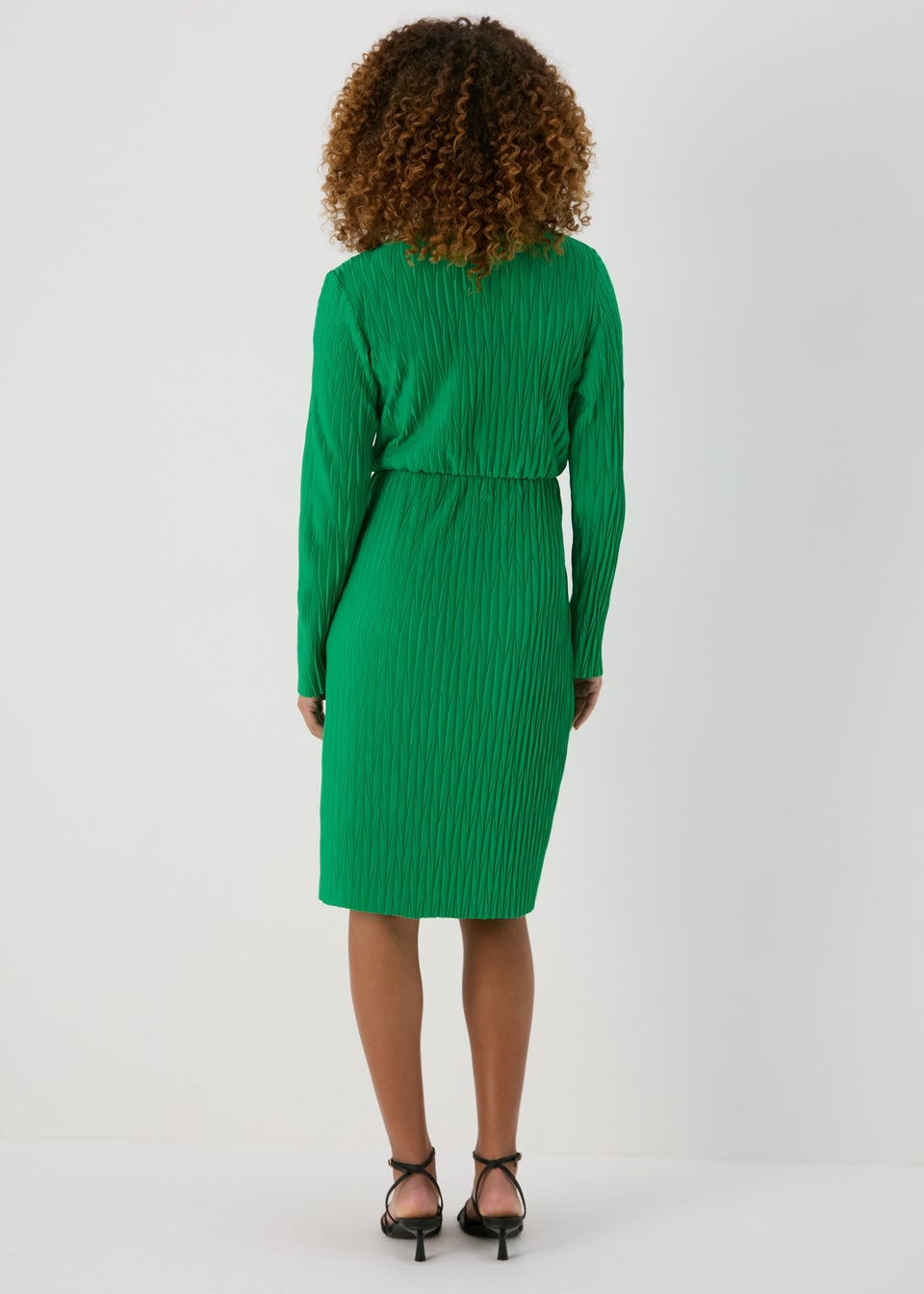 Green Plisse Wrap Dress