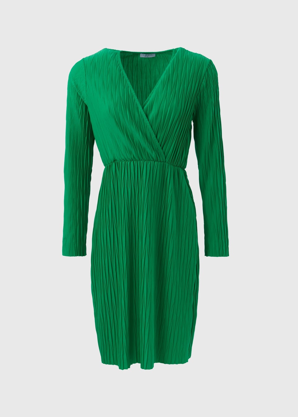 Green Plisse Wrap Dress