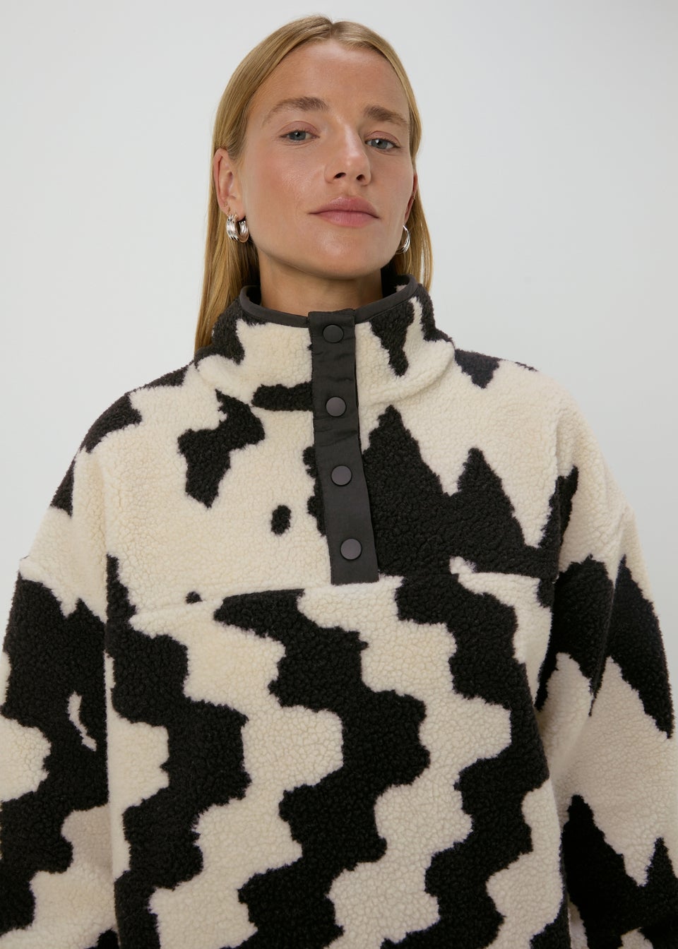 Monochrome Borg Half Zip Jumper Matalan