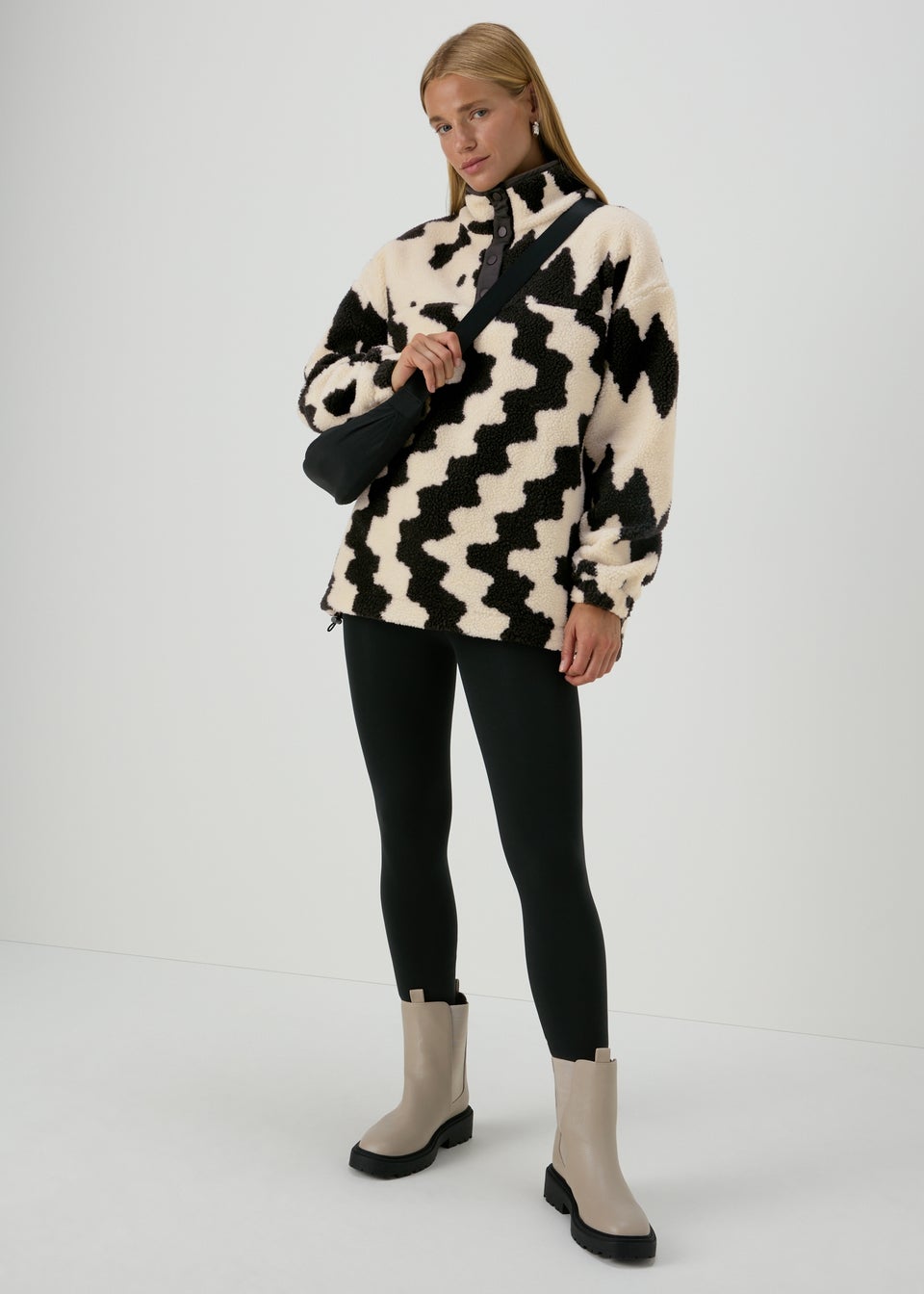 Monochrome Borg Half Zip Jumper Matalan