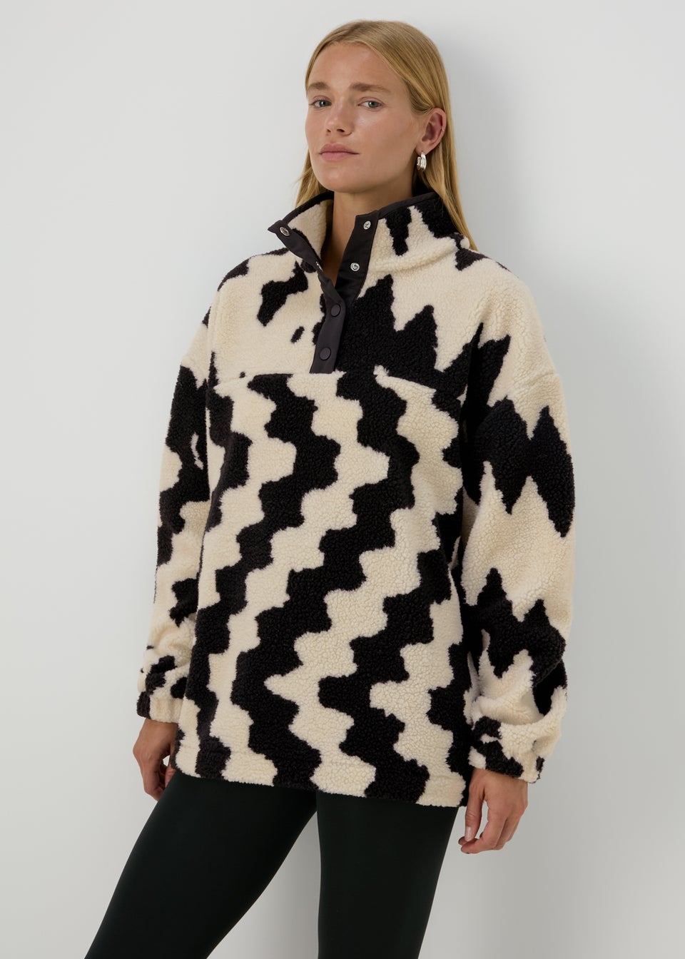 Monochrome Borg Half Zip Jumper Matalan