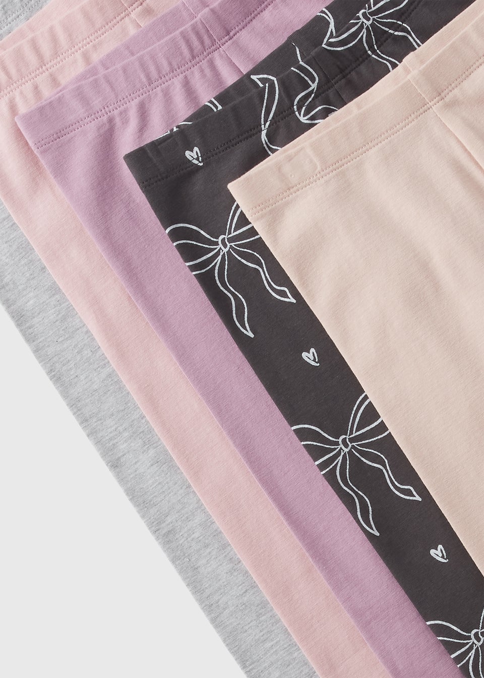 5 Pack Girls Pink Bow Leggings (1-7yrs)