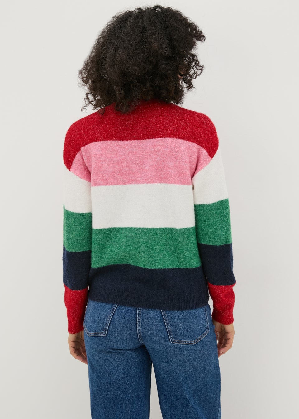 Joyful Multicolour Stripe Merry And Bright Jumper